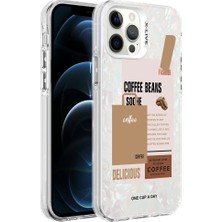 Apple iPhone 12 Pro Kılıf Mermer Desenli Tknc Marbello Kapak-Kahverengi