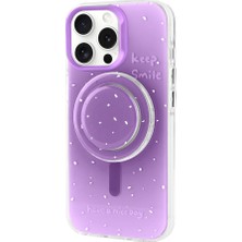 Apple iPhone 15 Pro Max Kılıf Magsafe Şarj Özellikli Tak-Çıkar Pop Soketli Tknc Tiktok Kapak-Mor