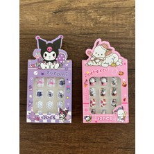 1 Paket Kuromi Sanrio My Melodi Hello Kitty Çocuk Takma Tırnak Yapışkanlı