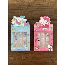 1 Paket Kuromi Sanrio My Melodi Hello Kitty Çocuk Takma Tırnak Yapışkanlı