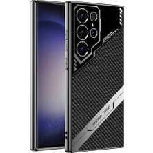 Galaxy S23 Ultra Kılıf Kamera Korumalı Karbon Tasarım Tknc Yeni Seri Procase Kapak-Siyah Karbon