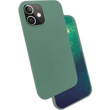 iPhone 12 Uyumlu Tknc Silk Silikon-Koyu Yeşil
