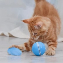Top Kedi Oyuncağı, Akıllı Interaktif Kedi Oyuncağı, Catnip Çan ve Tüylü Renkli LED Döner Topu USB Şarj Edilebilir Kedi Topu Oyuncak