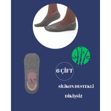6'lı Bambu Gri Kadın Babet ( Silikonlu-Dikişsiz-Takviyeli-Parfümlü) Çorap