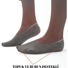 6'lı Bambu Gri Kadın Babet ( Silikonlu-Dikişsiz-Takviyeli-Parfümlü) Çorap