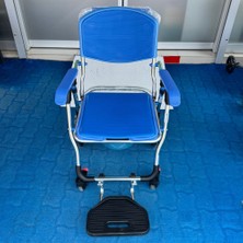 Bemor BME320 Mavi Alüminyum Banyo Tuvalet Tekerlekli Sandalyesi