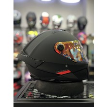 Thunder 4 Mat Siyah Gold Vizörlü (+1 Şeffaf Vizör)