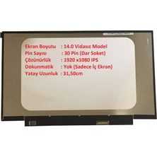 Qpart N140HCA-EBC Rev.b4  14.0 30PİN Slim Fhd IPS Dar Kasa Vidasız