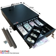 Saypos 4 Banknotlu Masa Altı Montaj Askılı Pos Kablolu Anahtardan Açılır Para Çekmecesi 33,5x37x9cm