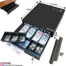 Saypos 4 Banknotlu Masa Altı Montaj Askılı Pos Kablolu Anahtardan Açılır Para Çekmecesi 33,5x37x9cm