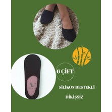 6'lı Bambu Siyah Kadın Babet ( Silikonlu-Dikişsiz-Takviyeli-Parfümlü) Çorap