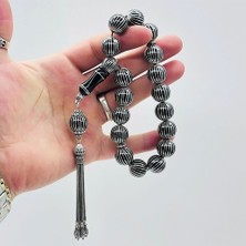 1000 Ayar Gümüş Işlemeli Efe Maskot Erzurum Oltu Taşı Tes