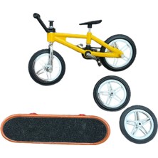 Skateboard Parmak Kaykay ve Bisikletli Oyun Seti Aksesuarlı Yedek Lastikli 9 cm