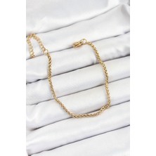 316L Çelik Gold Renk Örgü Burgu Zincir Erkek Bileklik - Lisinya