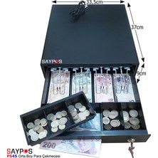 Saypos Verifone MX915 Yazarkasa Uyumlu 4 Banknotlu Anahtardan Açılır Para Çekmecesi 33,5x37x9cm