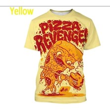 Asian Size M Pizza Revenge 3D Baskı T Shirt Adam Yaz O-Boyun Kısa Kollu Intikam Vahşi 1 Adet