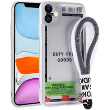 iPhone 11 Uyumlu Desenli El Askılı Ipli Tknc Astana Silikon Kapak-Duty Free