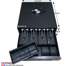 Saypos Orta Boy Para Çekmecesi 4 Banknot 5 Bozuk Para Gözlü Pos Kablolu Gizli Hazneli 33,5x37x9cm