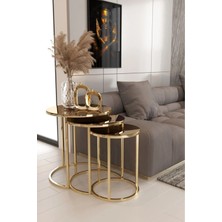 By Çağrı Gold Ayaklı Bronz Aynalı C Zigon Sehpa