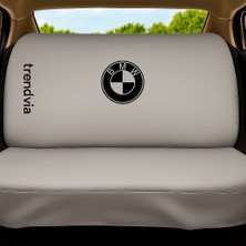 Bmw Logolu Açık Gri Renk Penye Ön ve Arka Oto Koltuk Kılıfı Seti