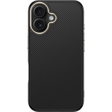 iPhone 16 Kılıf M-Safe Şarj Özellikli Karbon Fiber Görünümlü Tknc Antina Kapak - Siyah