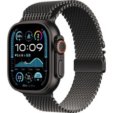 Apple Watch Ultra 49MM Tknc KRD-121 Metal Hasır Kordon-Siyah