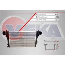 VEKA-42-4405 - Turbo Radyatoru (Intercooler) (Segmanlı) Volkswagen Caddy Iıı (2ka,2kh,2ca,2ch) 1.9 Tdı (Bjb-Bls) 2004-2010