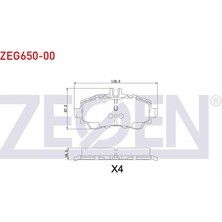 ZEGEN-ZEG650-00 - Fren Balata On Mercedes A Serısı (W168) A 160 1997-2004 / (W168) A 170 Cdı 1997-2004