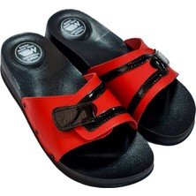 Epinli Tek Çırtlı Mikrofiber  Deri Kadın Ortopedik Terlik