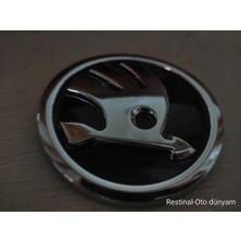 “skoda Octavia A5 Yeti Rapid Roomster Uyumlu 90 mm Çift Taraflı Bantlı Krom Arma Logo”
