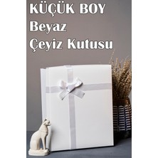 Beyaza Beyaz Kurdeleli Küçük Boy Çeyiz Kutusu