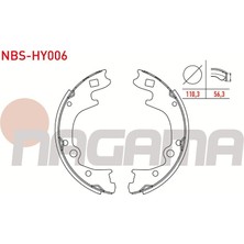 NAGAMA-NBS-HY006 - Fren Pabuc Balata Arka 220,6×56,3 mm Hyundaı H100 2.5 D Kamyonet 2004- / Kıa K2500 2.5 2003- / K2500 2.7 Cıft Teker 1993-/ Mazda E 2200 (Sr2) 2.2 D 1984-2004