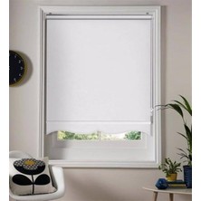 Beyaz Stor Zebra Güneşlik Perde Etekli Dilimli Alüminyum Kasa Metal Ayak