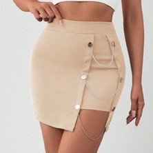 Zincirli Mini Şortlu Etek S241008