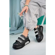 Nino Siyah Cilt Cırt Cırtlı Spor Ayakkabı