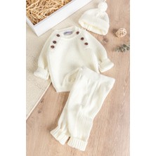 Babymod Bereli Triko Kışlık Erkek Bebek Takım Günlük Kullanım İçin 12-18 Ay Krem Renkli
