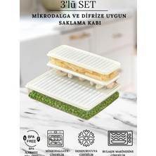 Vıtabox Buzdolabı ve Mikrodalga Saklama Kabı/organizeri 3 Adet (1x 2800ML- 2x 1000ML) (Beyaz)
