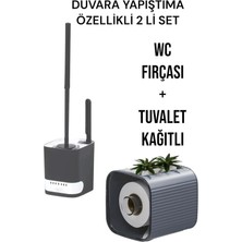 Citim 2 Li Set-Kendinden Yapışkanlı Tuvalet Kağıdı Wc Kağıt Asacağı ve Banyo Lavabo Wc Temizleme Fırçası