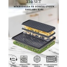 Vıtabox Buzdolabı ve Mikrodalga Saklama Kabı/organizeri 3 Adet (1x 2800ML- 2x 1000ML) (ANTRASİT)