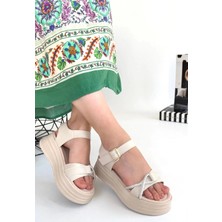 Luno Bej Cilt Kemerli Sandalet