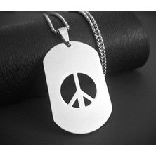 Künye Model Paslanmaz Çelik Barış Simgesi Peace Kolye / 60 cm Zincirli