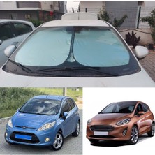 Ford Fiesta 2013 - 2017 Için Uyumlu Titanyum Gümüş Oto Güneşlik 142 x 90 cm