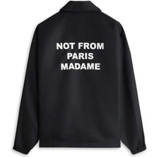 Siyah Su Geçirmez La Veste Slogan Ceket - Not From Paris Madame Yazılı