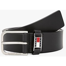 Tommy Hilfiger Erkek Siyah Kemer Yüksek Kalite Düz Desenli 85 cm Uzunlukta