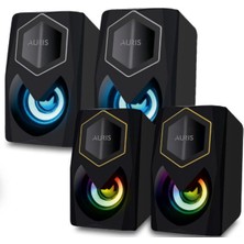 ARS-PCSP40 Baslı 3.5mm Jack 2X3W Rgb Işıklı Bilgisayar Hoparlörü
