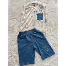 Yapraklı  Sıfır Kol Şortlu Erkek Takım