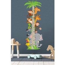 Kendinden Yapışkanlı Şeffaf  Sevimli Hayvan Temalı Boy Ölçer 100X35 cm Poster Afiş Duvar Sticker Kağıdı Çocuk Odası Kreş