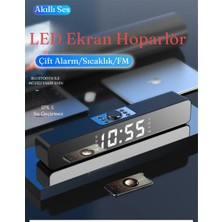 Pc Tv Uyumlu Ses Çubuğu Bluetooth Hoparlör LED Ayna Ekranlı Yüksek Bas Çalar Saat Fm Radyo Sıcaklık