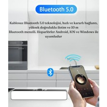 Pc Tv Uyumlu Ses Çubuğu Bluetooth Hoparlör LED Ayna Ekranlı Yüksek Bas Çalar Saat Fm Radyo Sıcaklık