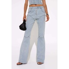 Leon Jeans: Yüksek Bel, Boot Cut, %100 Pamuk, Açık Mavi Moda Pantolon